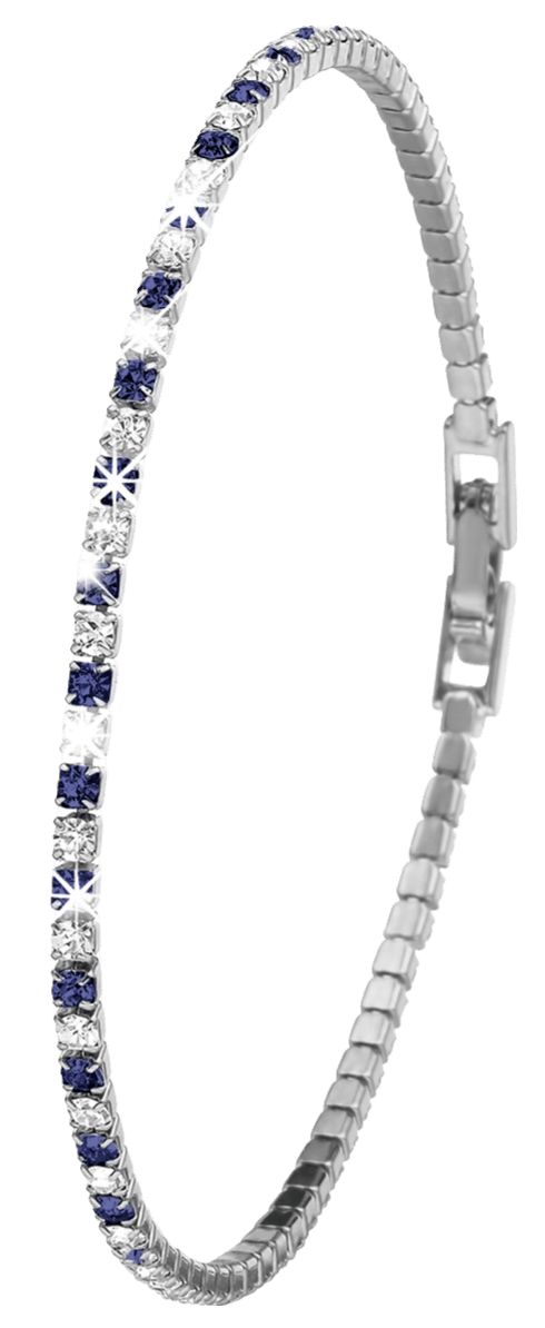 Versilbertes Armband mit Montana- und weißen Kristallen