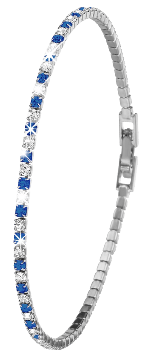 Silverplated armband sapphire white crystals