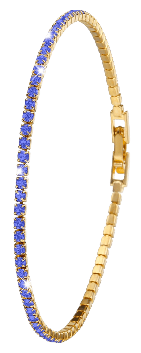 Goldplated fantasiearmband met blauw kristal voor dames