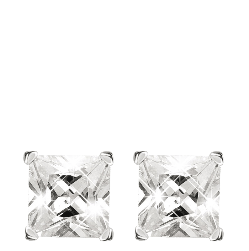 Silber-Ohrringe mit weißem Zirkonia-Quadrat