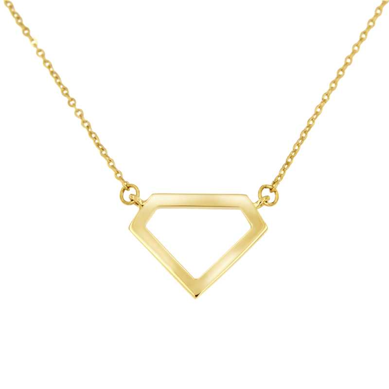 14kt geelgouden ketting  hanger diamant symbool