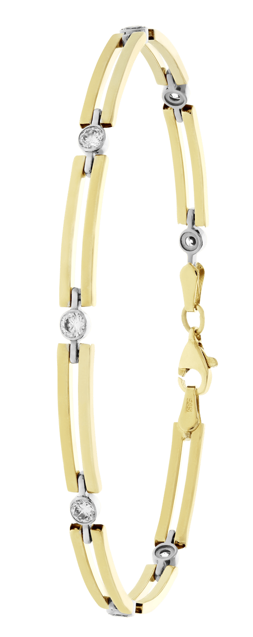 Zweifarbiges Armband, 585 Gold, Fantasie, Zirkonia