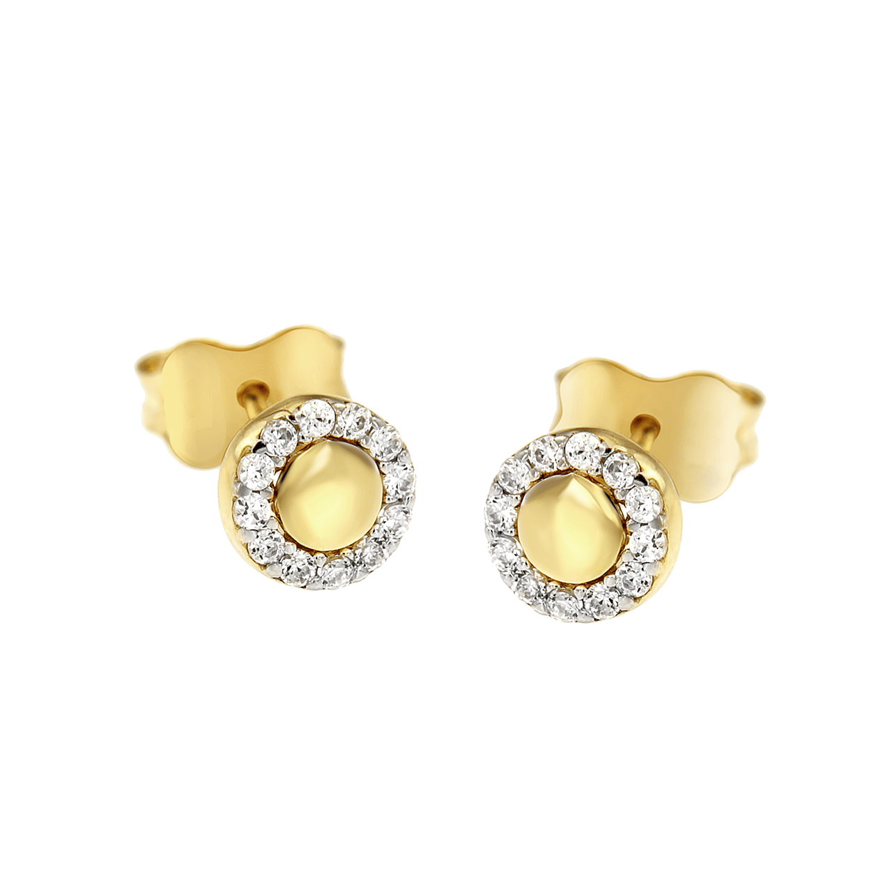 Ohrringe, 585 Gelbgold, rund, Zirkonia