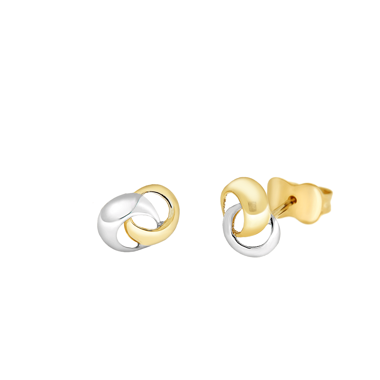 Ohrringe, 585 Gold, zweifarbig, 2 Ringe