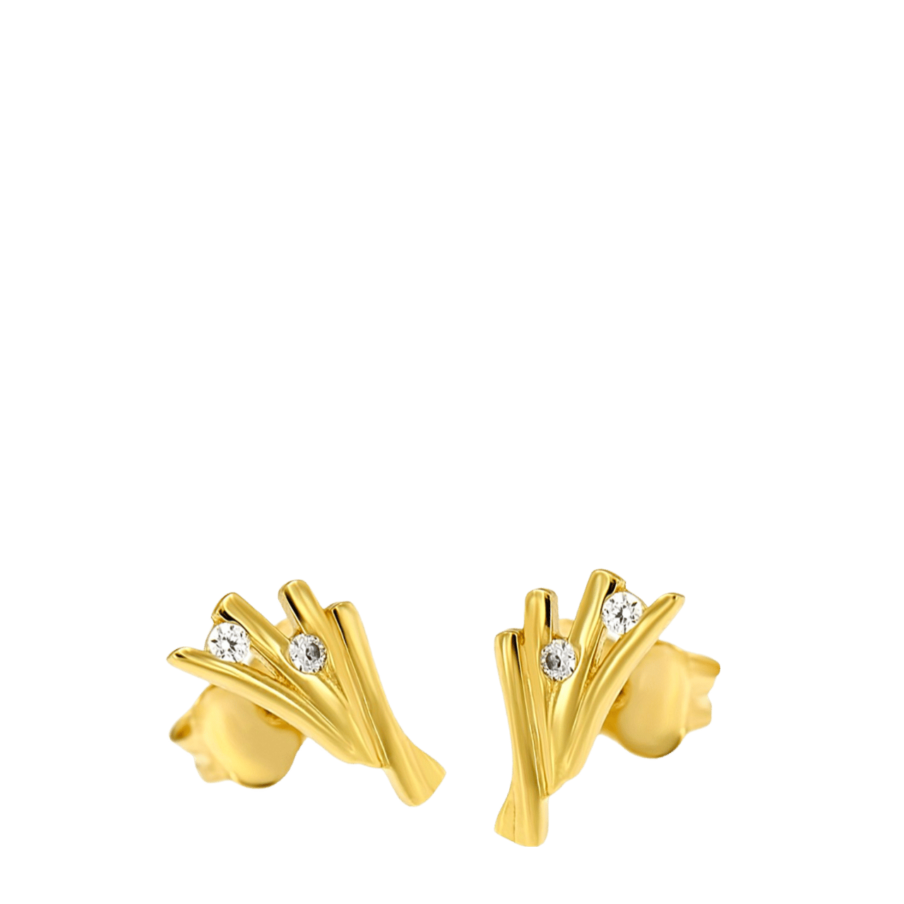 Ohrringe, 585 Gelbgold, Fächer, Zirkonia