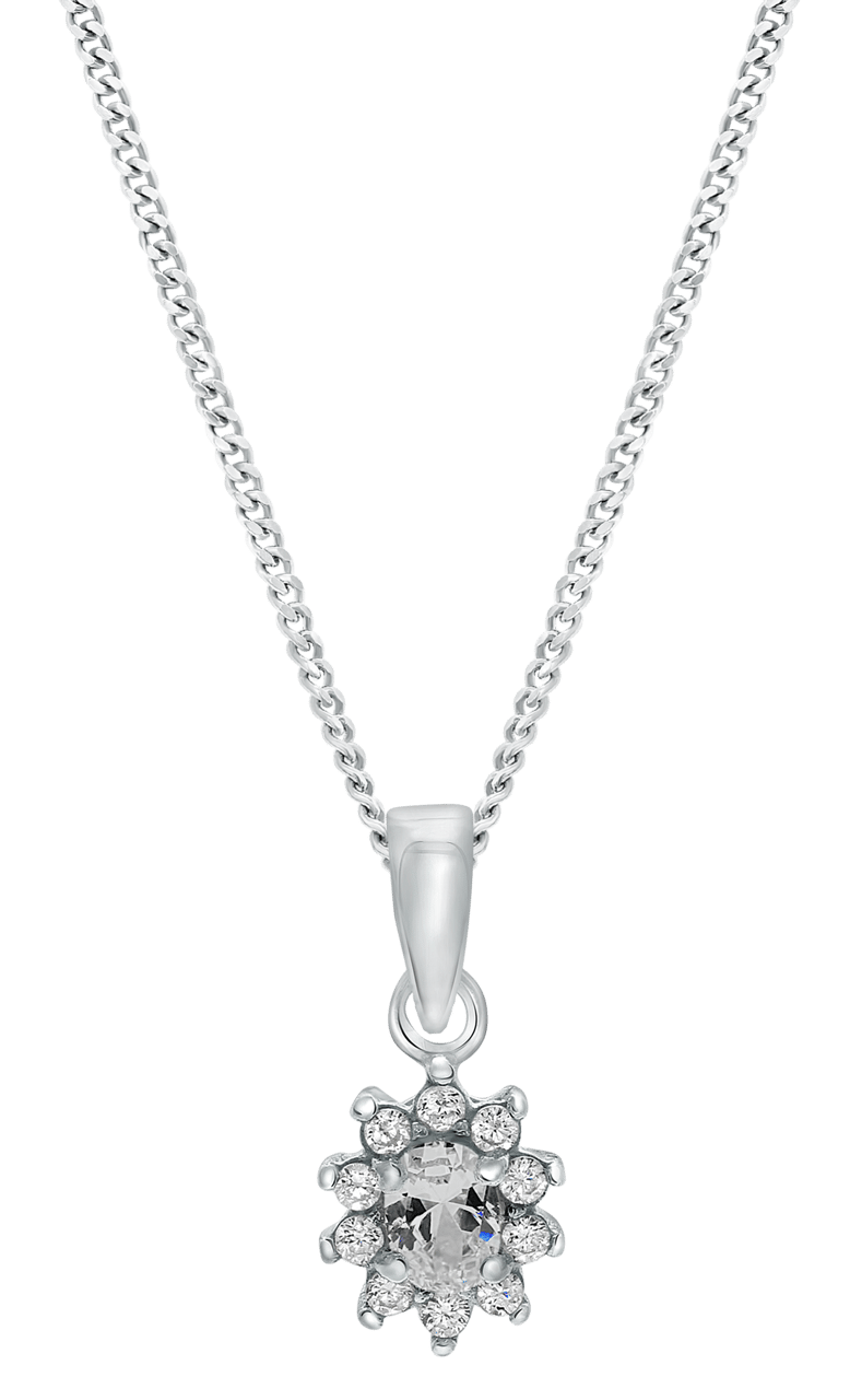 Zilveren ketting&hanger met smokey zirkonia