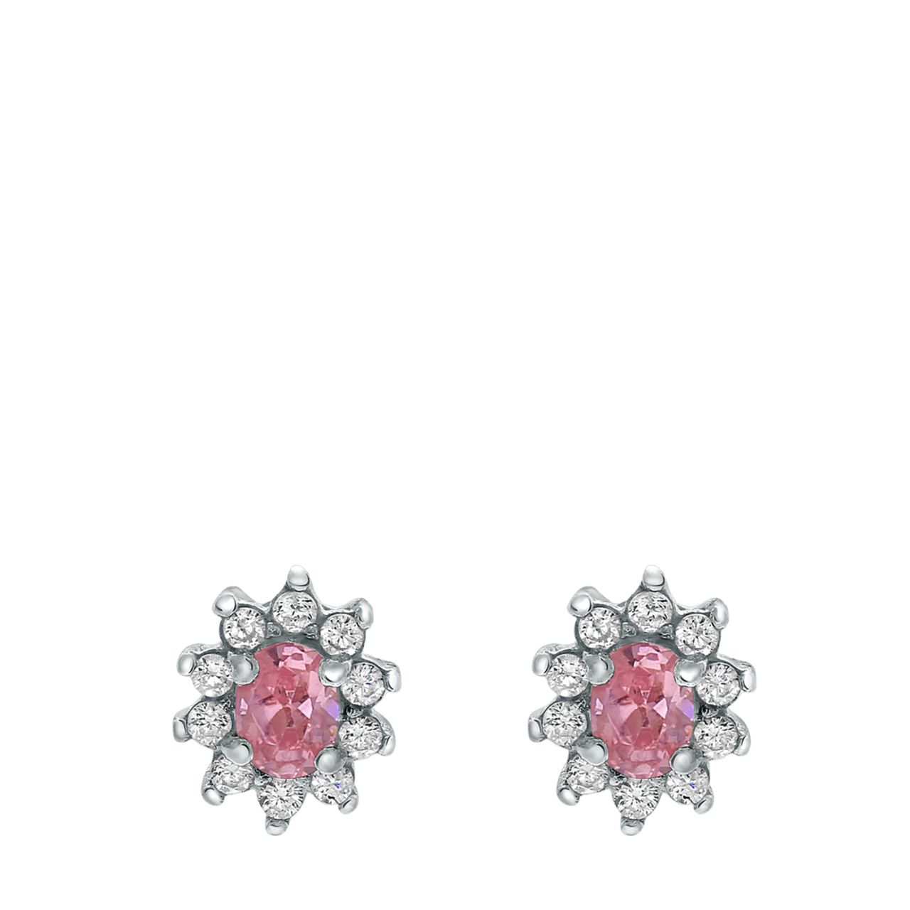 Zilveren oorbellen met pink zirkonia