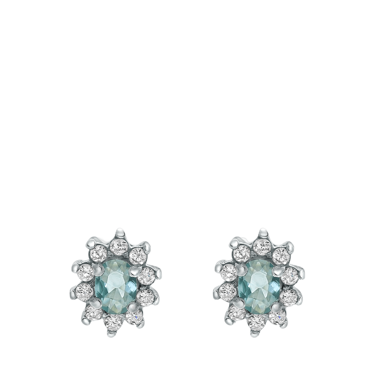 Zilveren oorbellen met light blue zirkonia