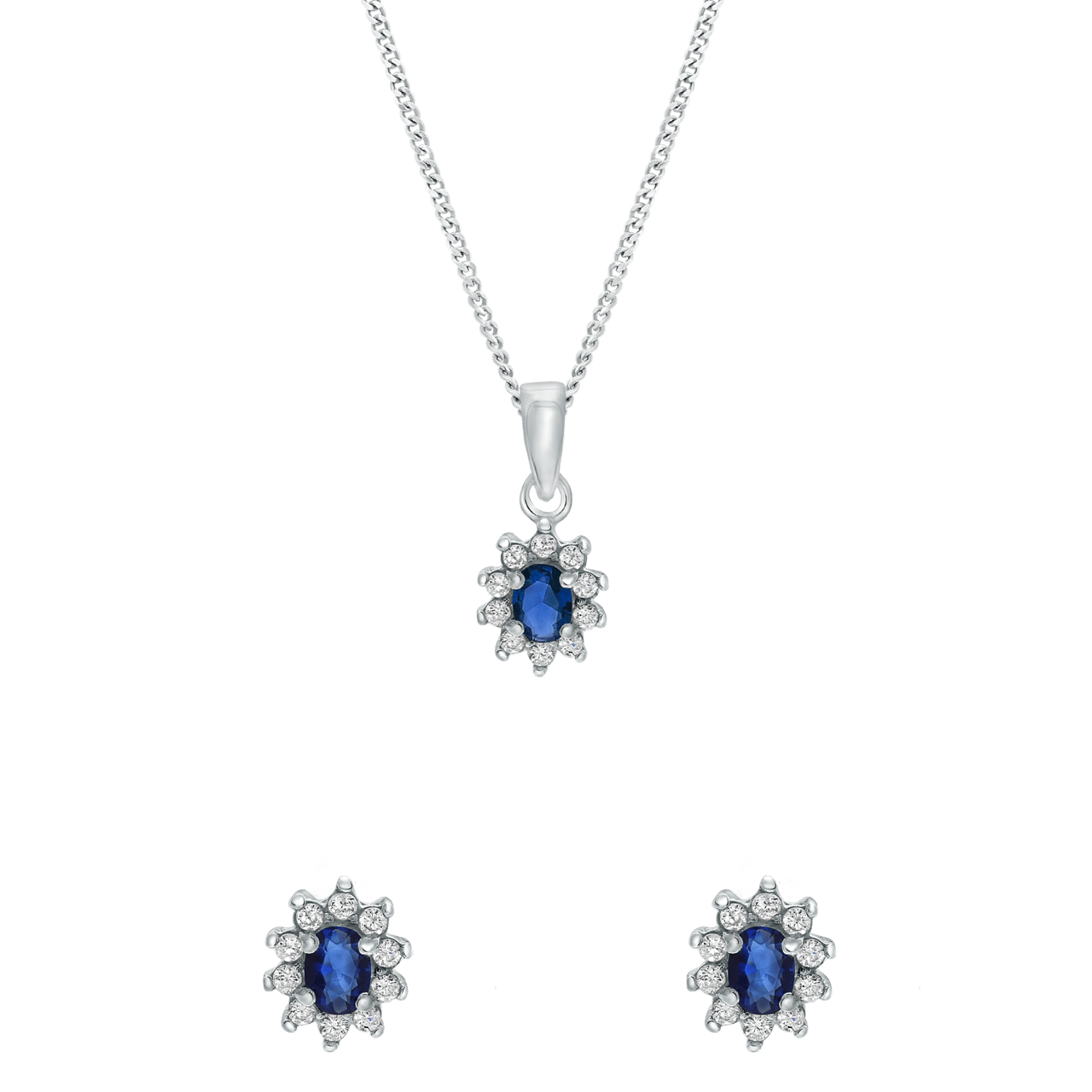 Silber-Set mit Saphir-Zirkonia