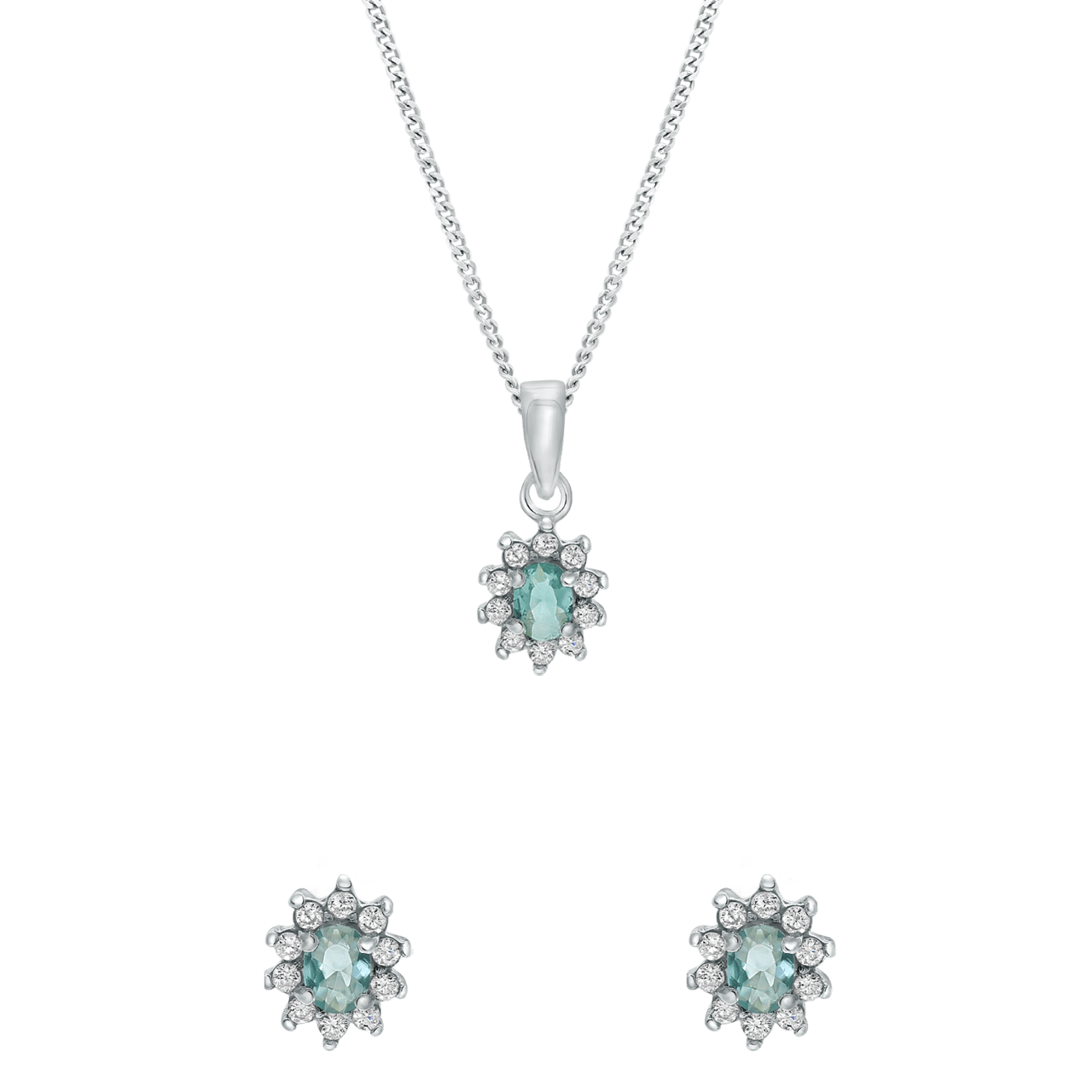 Silber-Set mit hellblauem Zirkonia