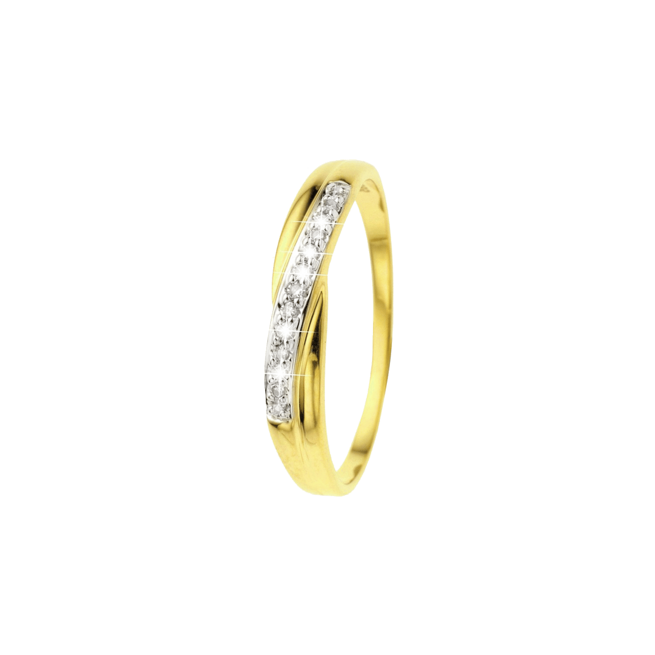 Geelgouden ring met 13 diamanten