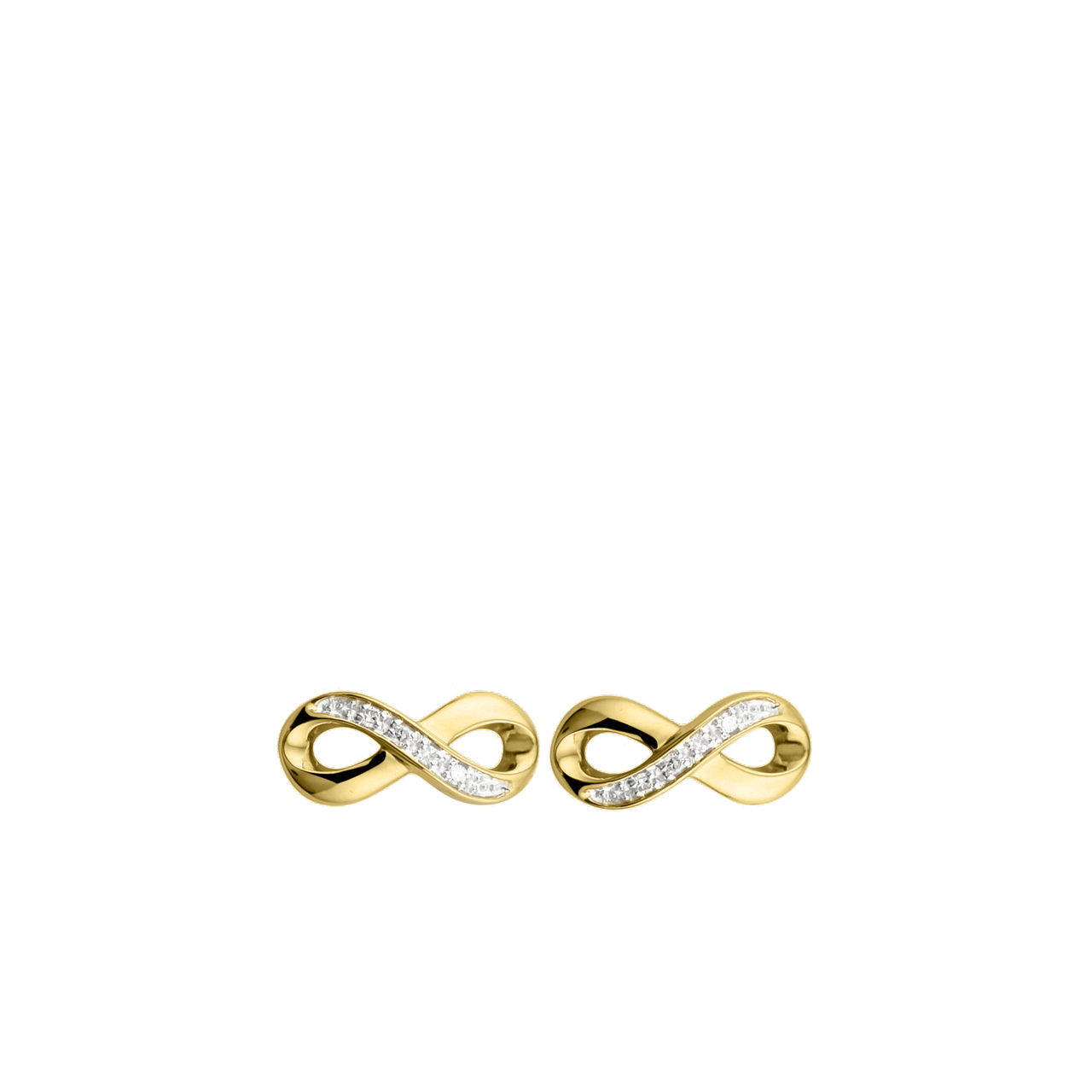 Ohrringe, 585 Gelbgold, Infinity mit 8 Diamanten