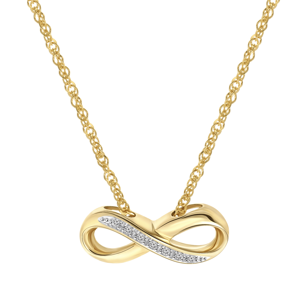 Halskette, 585 Gelbgold, Anhänger, Diamant, Infinity, 0,02 kt