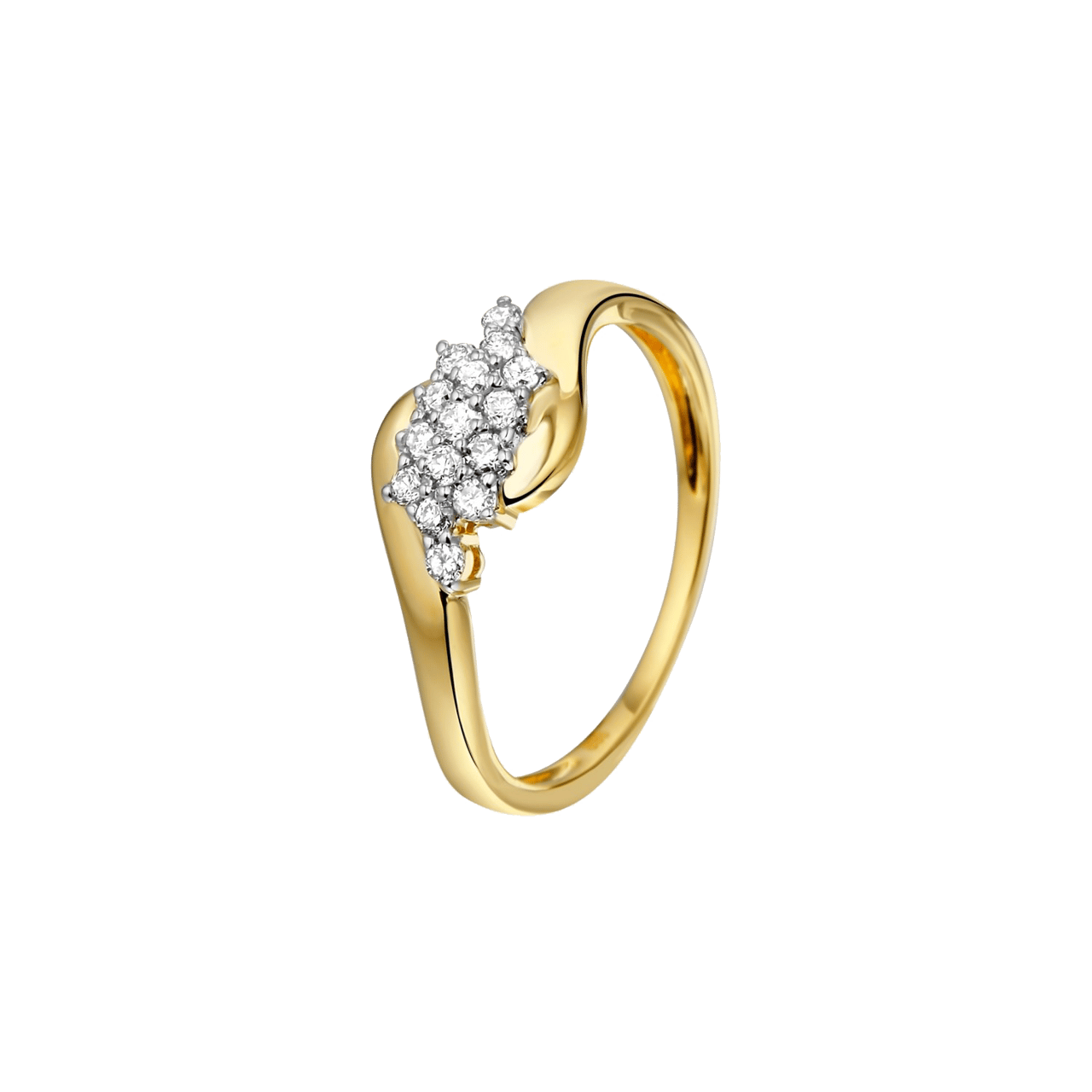 Ring aus Gelbgold mit 15 Diamanten