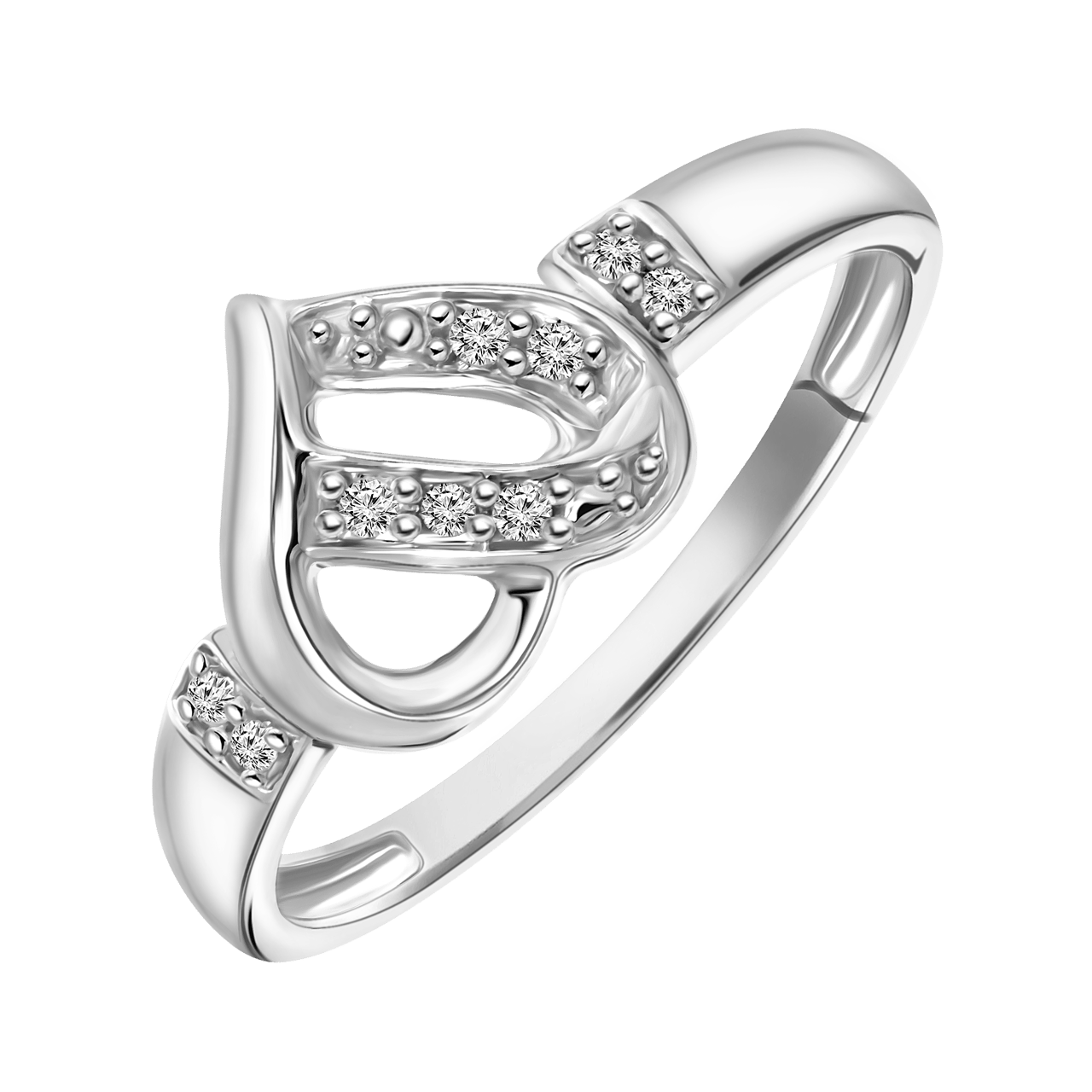Herzring aus Weißgold mit 9 Diamanten
