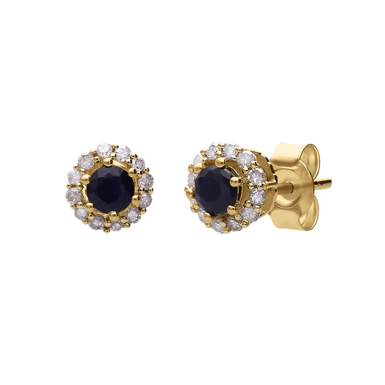 14K geelgouden oorbellen saffier en 24 diamanten