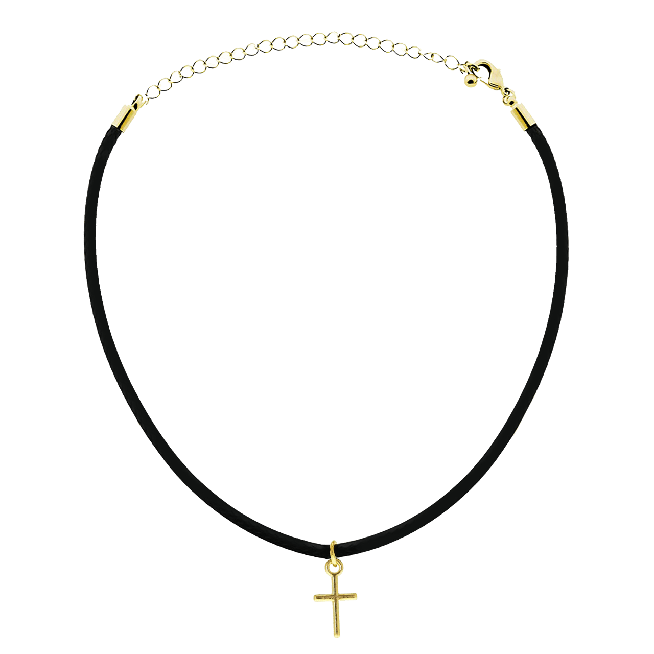 Choker met goudkleurig kruis
