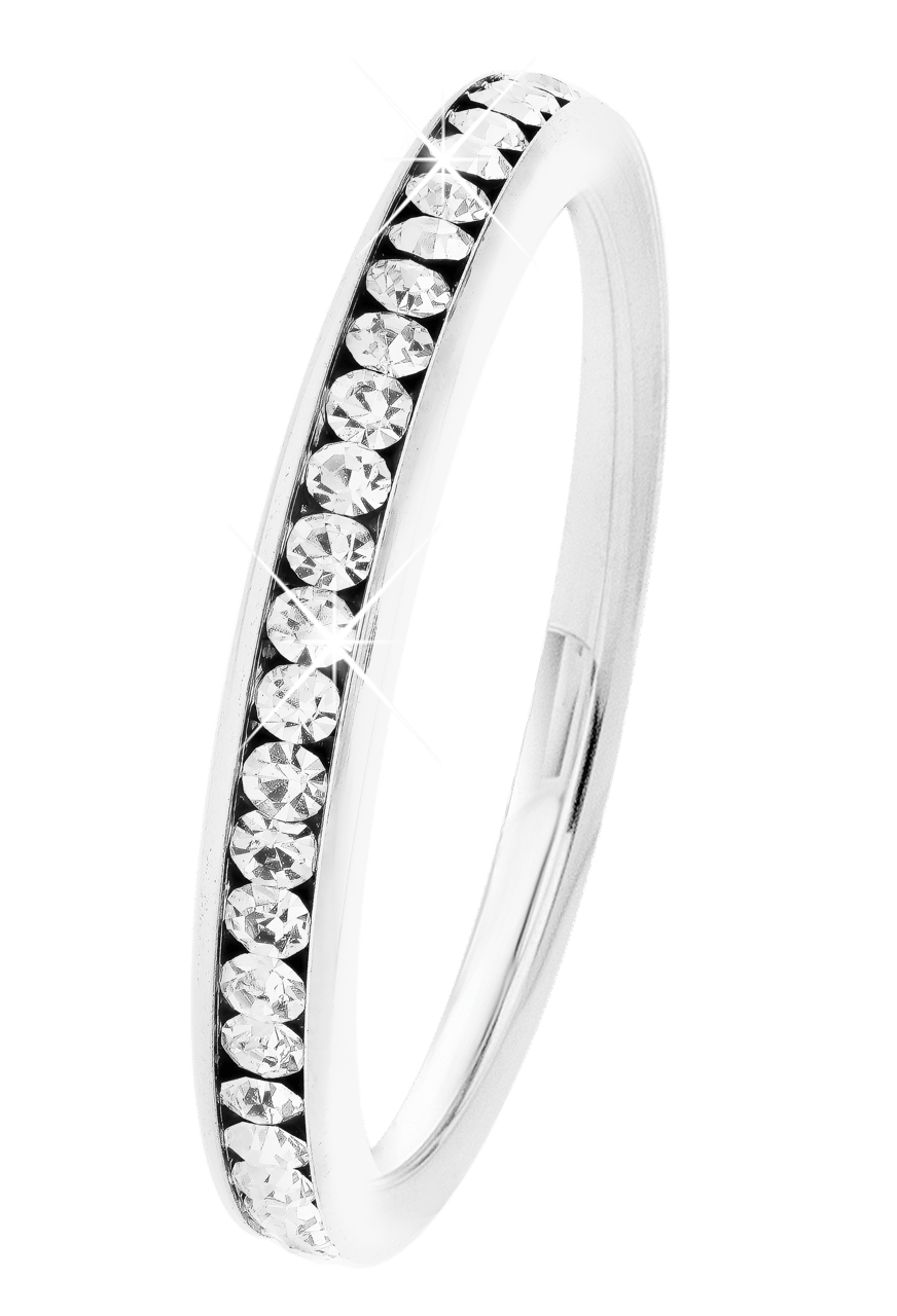 Gerecycleerd stainless steel ring met kristal