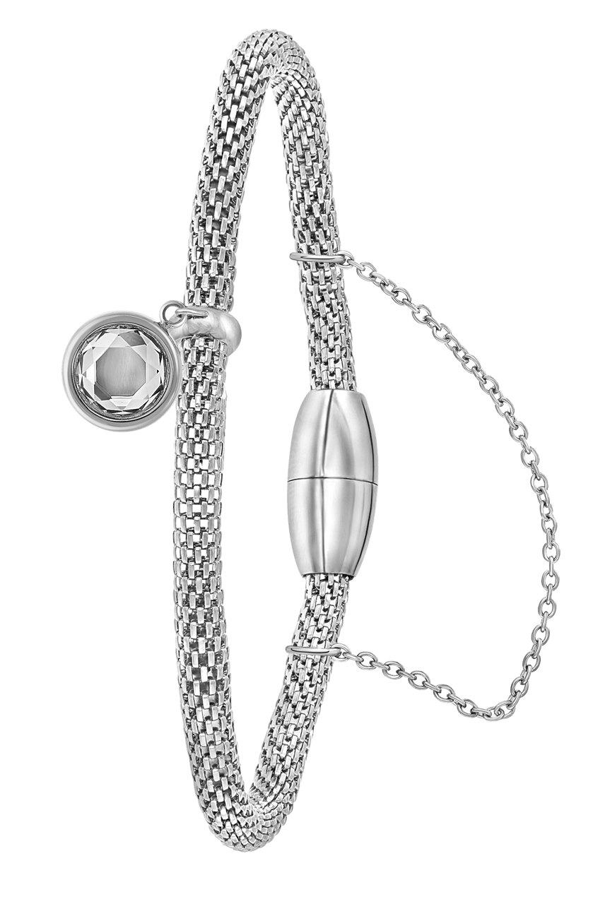 Gerecycled stainless steel armband mesh met kristal