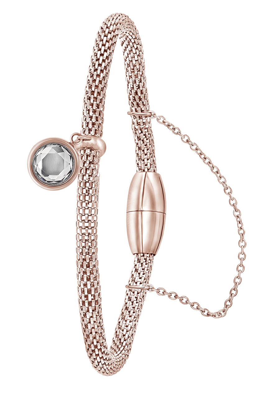 Gerecycled stalen armband mesh roseplated met kristal