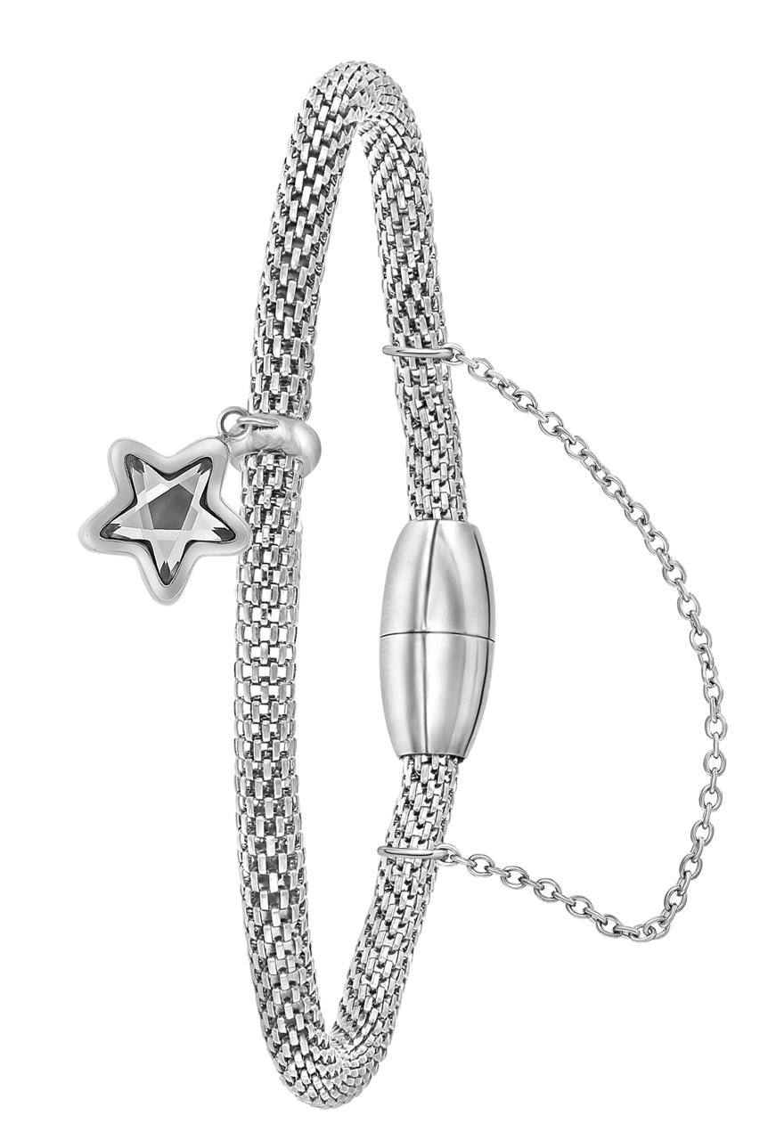 Gerecycleerd stainless steel armband mesh ster met kristal