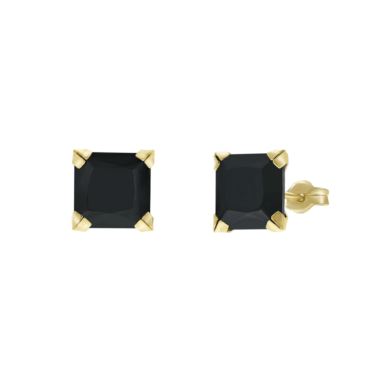 14 Karat Gelbgold Ohrringe mit schwarzen Zirkonia