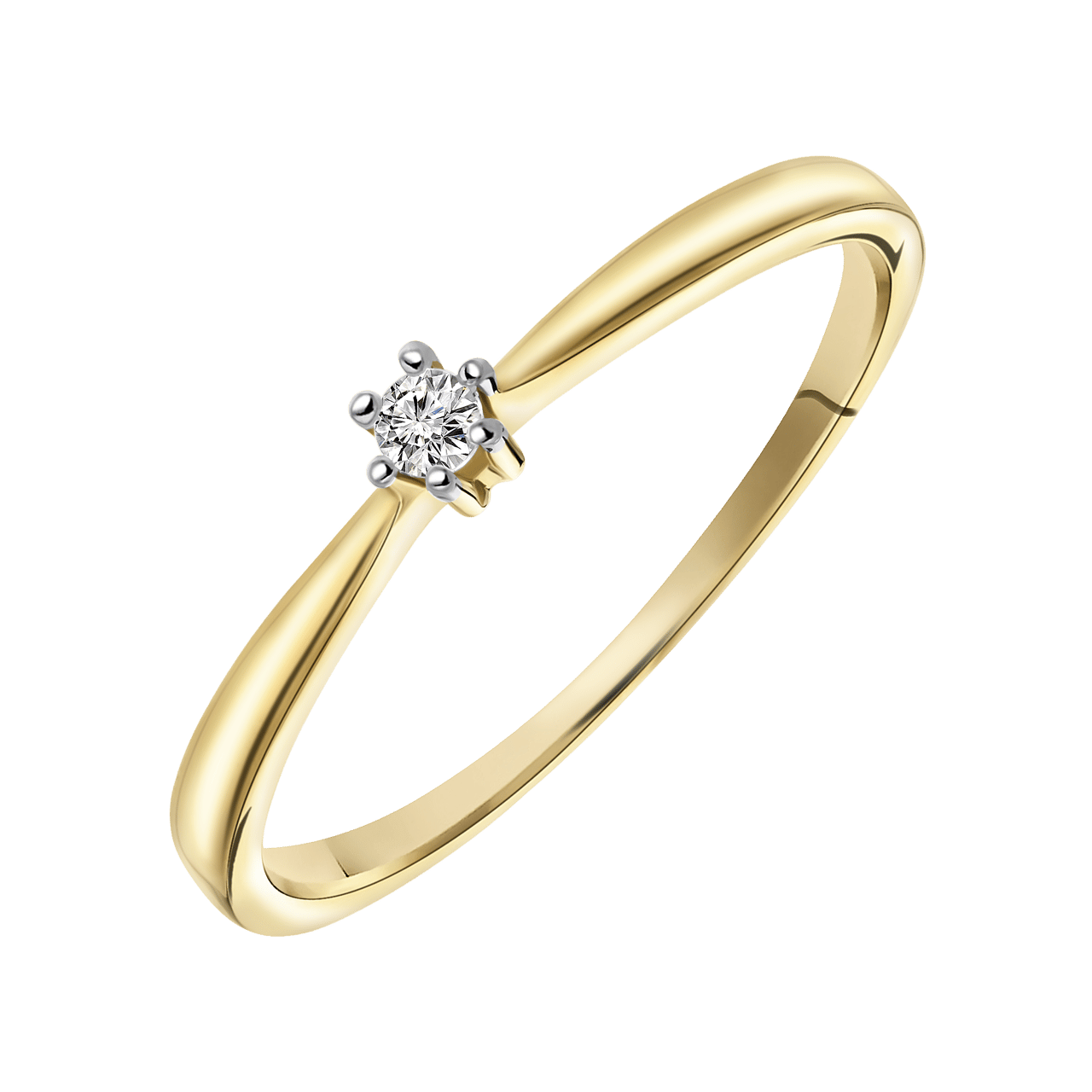 Solitärring, Gelbgold, mit Diamant (0,04 kt)