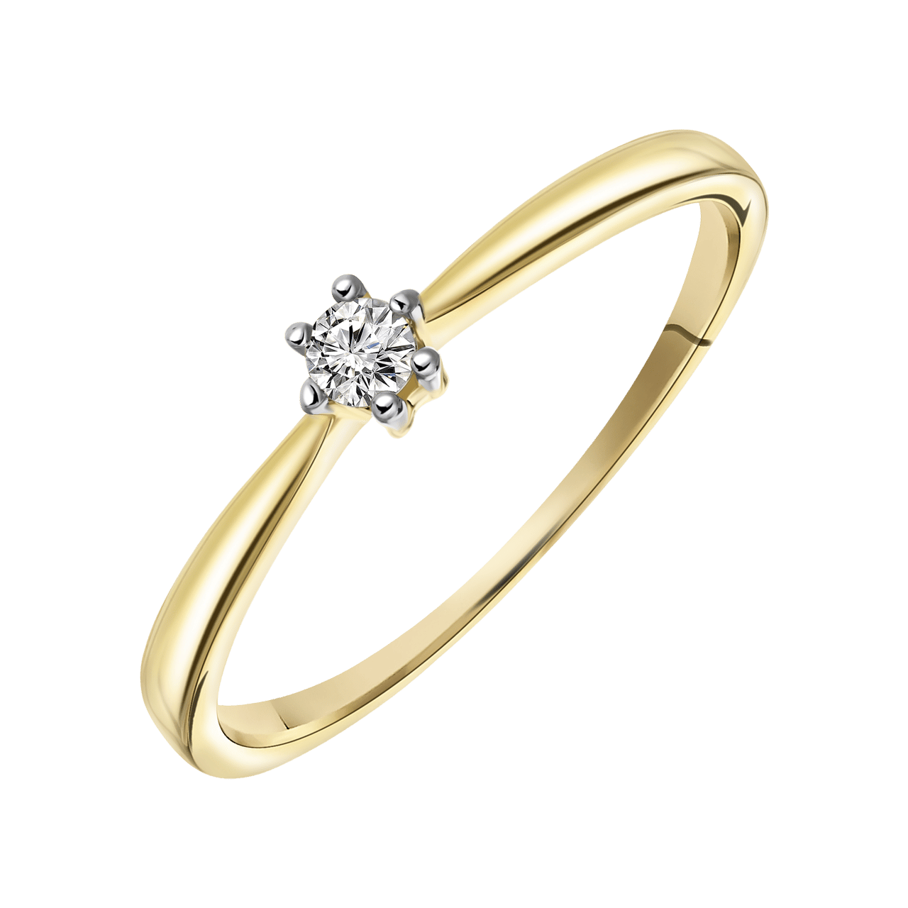 Geelgouden solitair ring met diamant (0,08ct.)