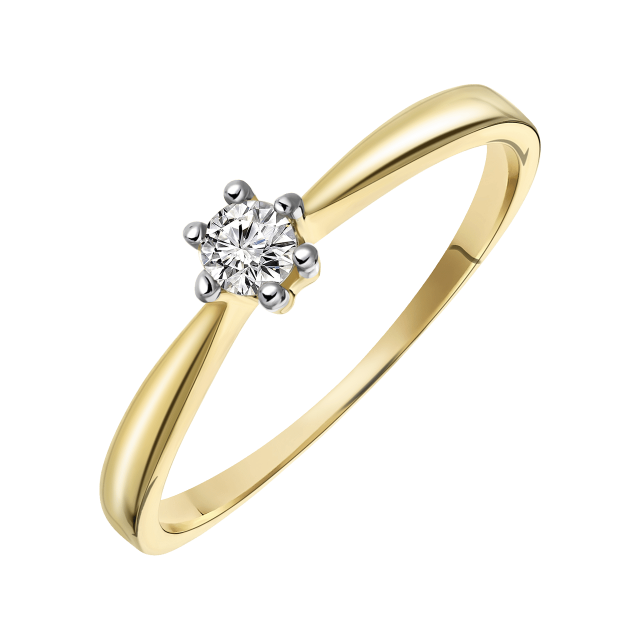 Geelgouden solitair ring met diamant (0,12ct.)