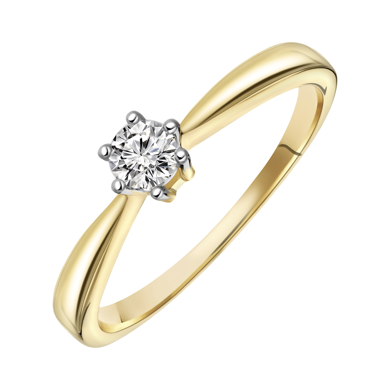 Geelgouden solitair ring met diamant (0,25ct.)
