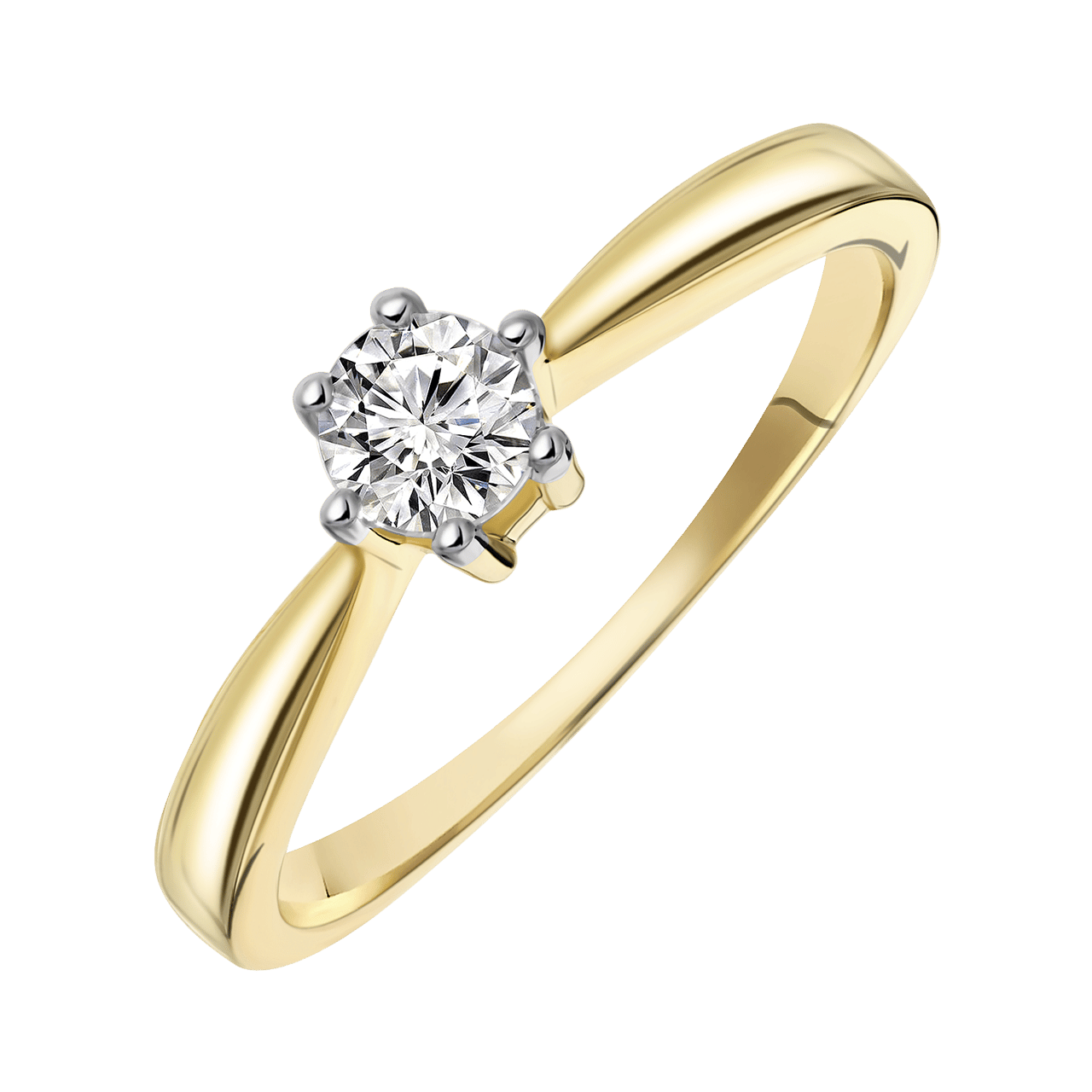 Gelbgoldener Solitärring mit Diamant (0,40 ct).