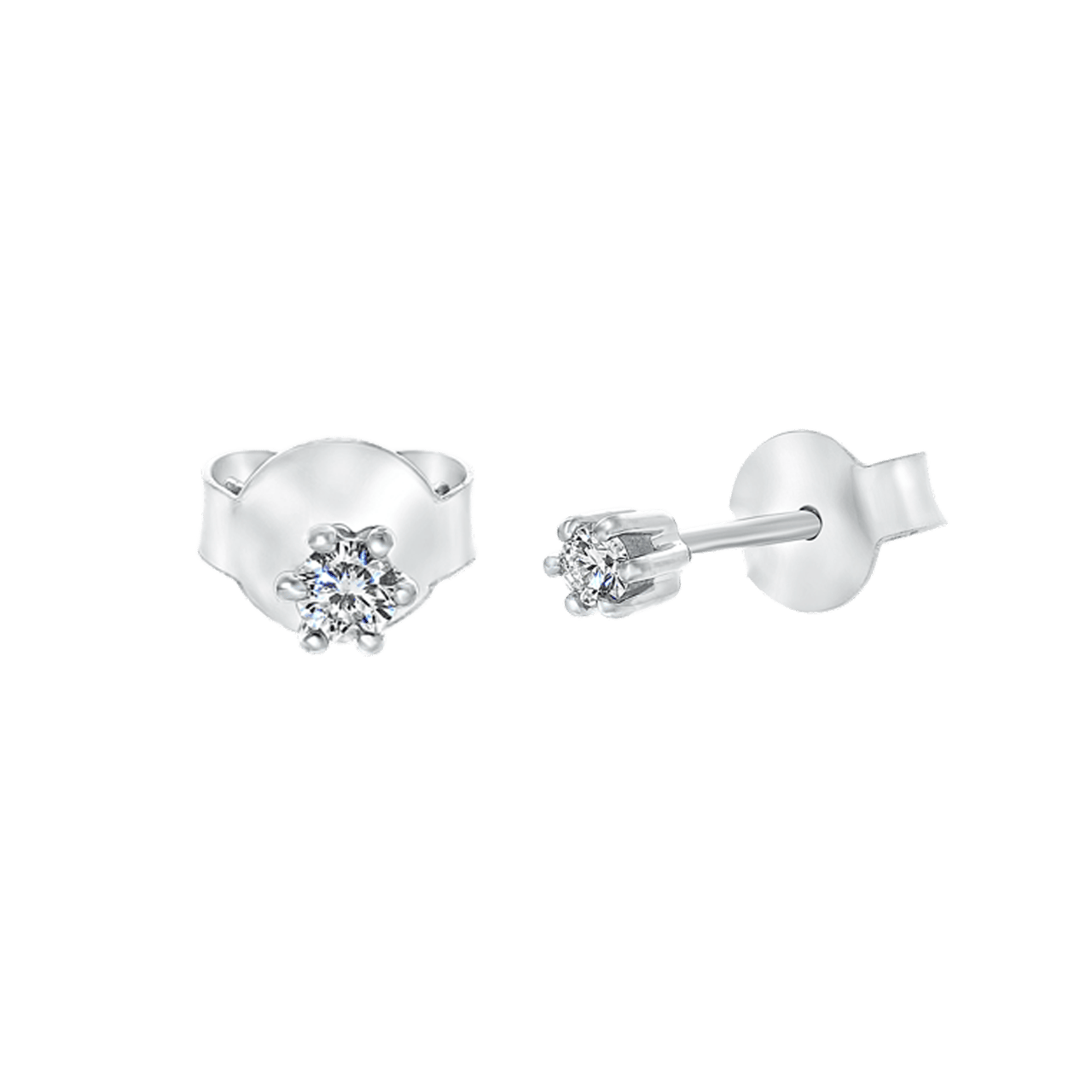 Diamond Solitair 14 karaat witgouden solitair oorknoppen diamant (0,08ct.) voor dames