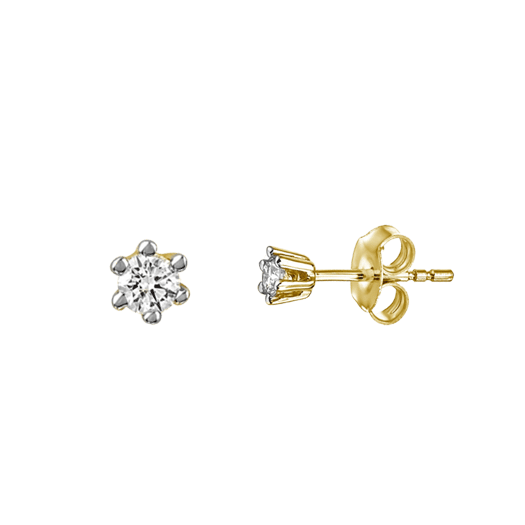 Gelbgoldene Solitärohrstecker mit Diamanten (0.16 ct).
