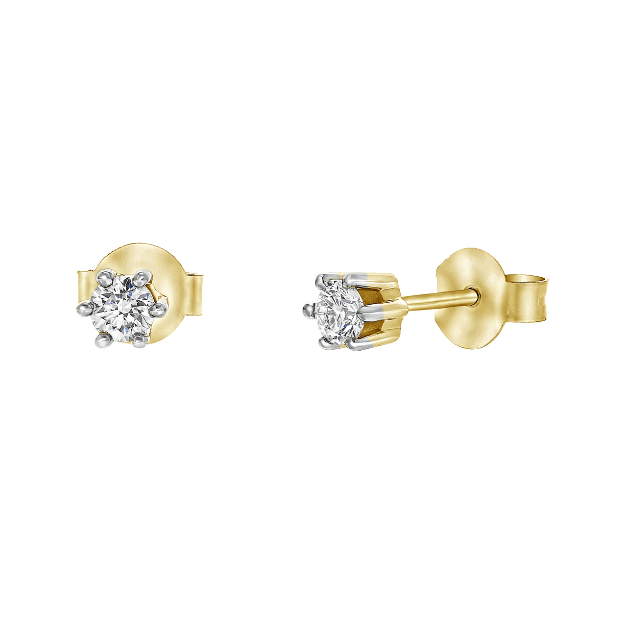 Gelbgoldene Solitärohrringe mit Diamanten (0.24 ct).