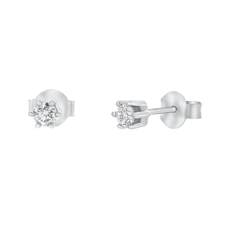Weißgoldene Solitärohrringe mit Diamanten (0,24 ct).
