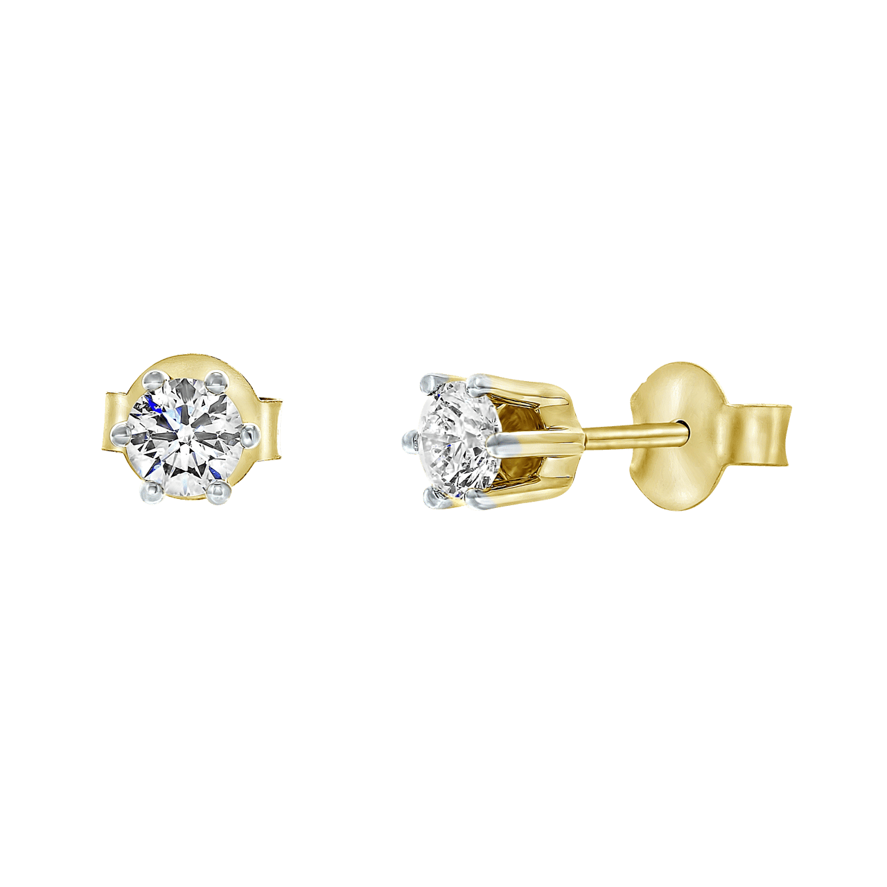 Gelbgoldene Solitärohrringe mit Diamanten (0,37 ct).