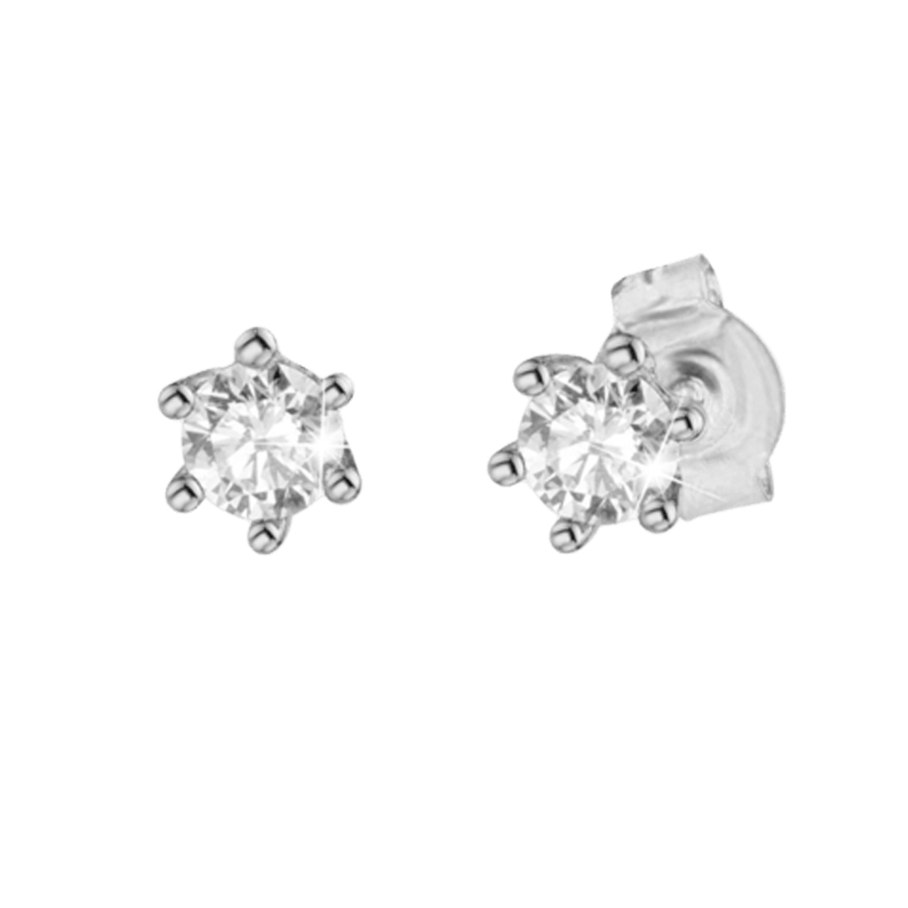 Weißgoldene Solitärohrringe mit Diamanten (0,37 ct).