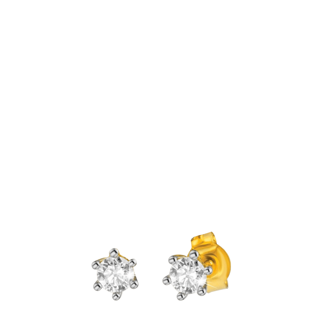 Geelgouden solitair oorbellen  diamanten (0,47ct.)