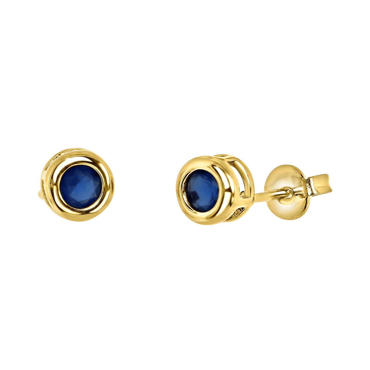 Vergoldete Ohrringe mit blauem Zirkoniastein