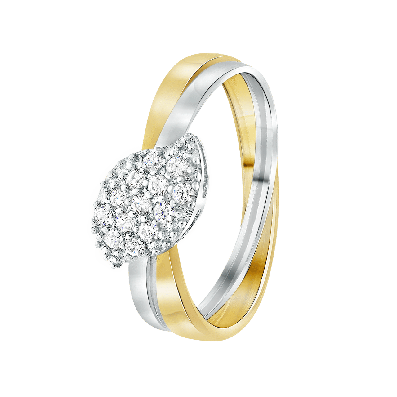 14 Karaat gouden bicolor ring met zirkonia