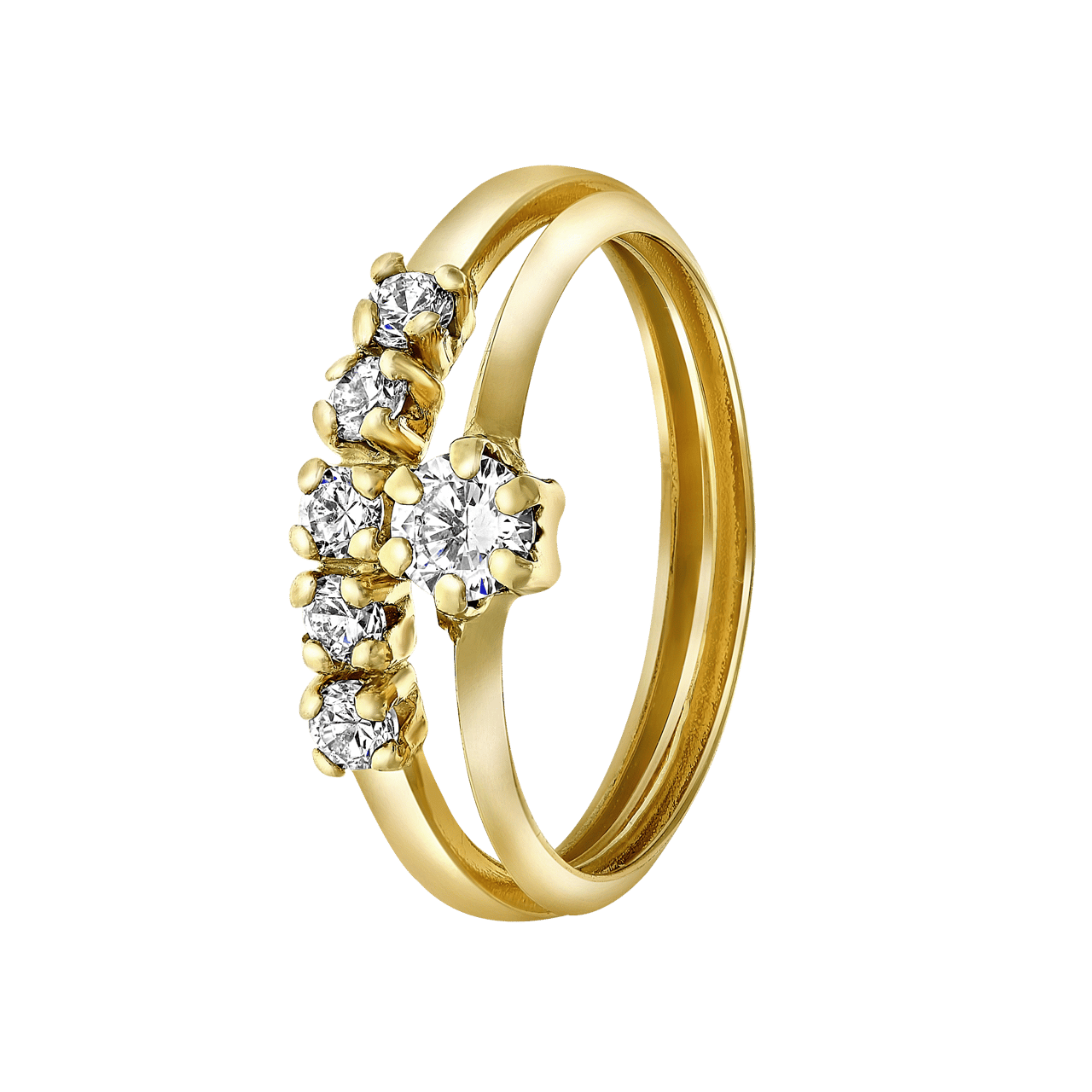 14 Karaat geelgouden ring met zirkonia