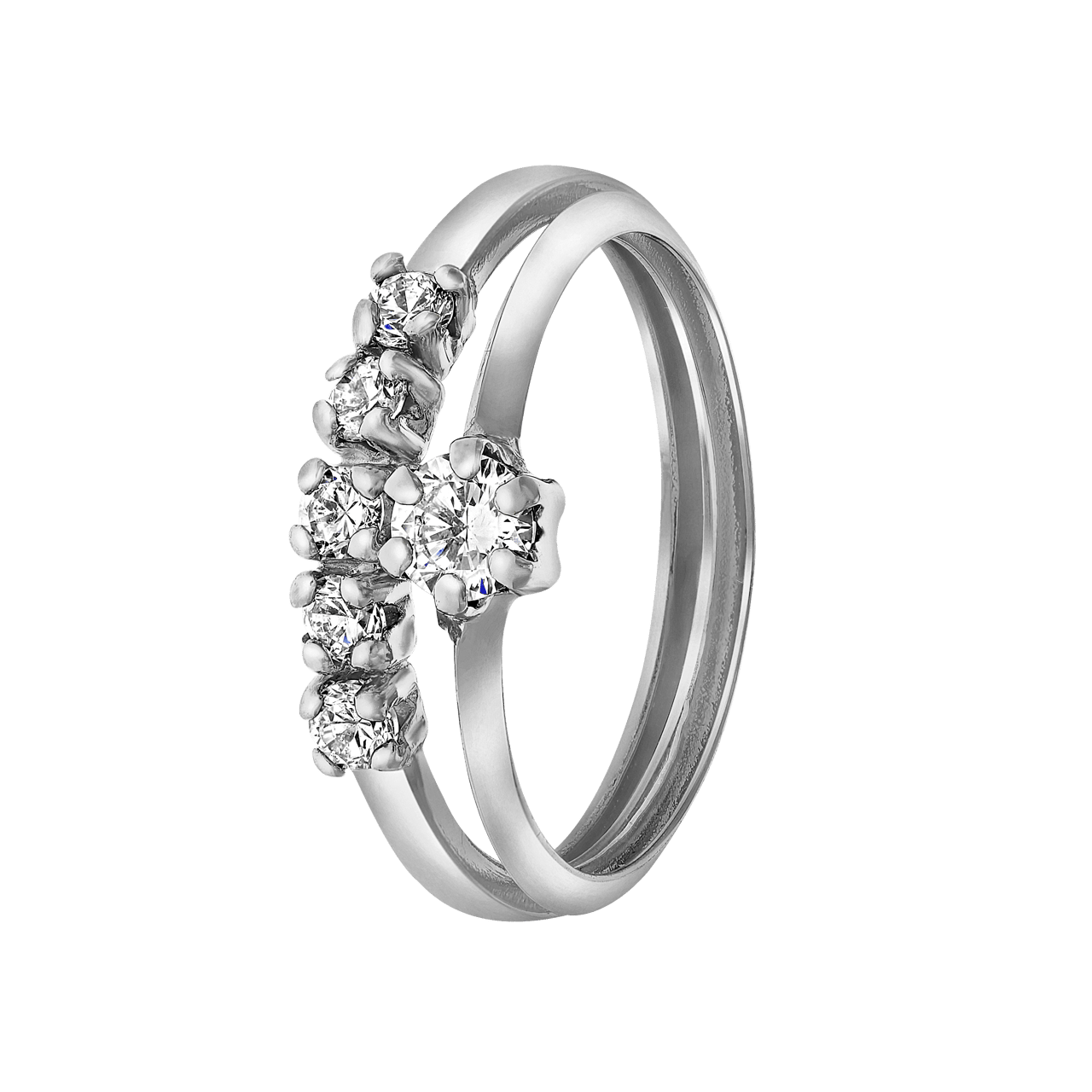 14 Karaat witgouden ring met zirkonia