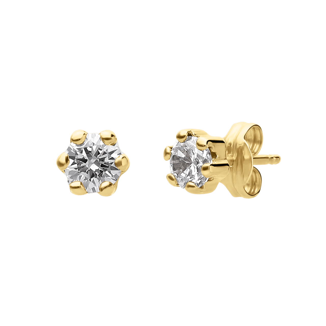 Ohrstecker, 585 Gelbgold, 4 mm, mit Zirkonia