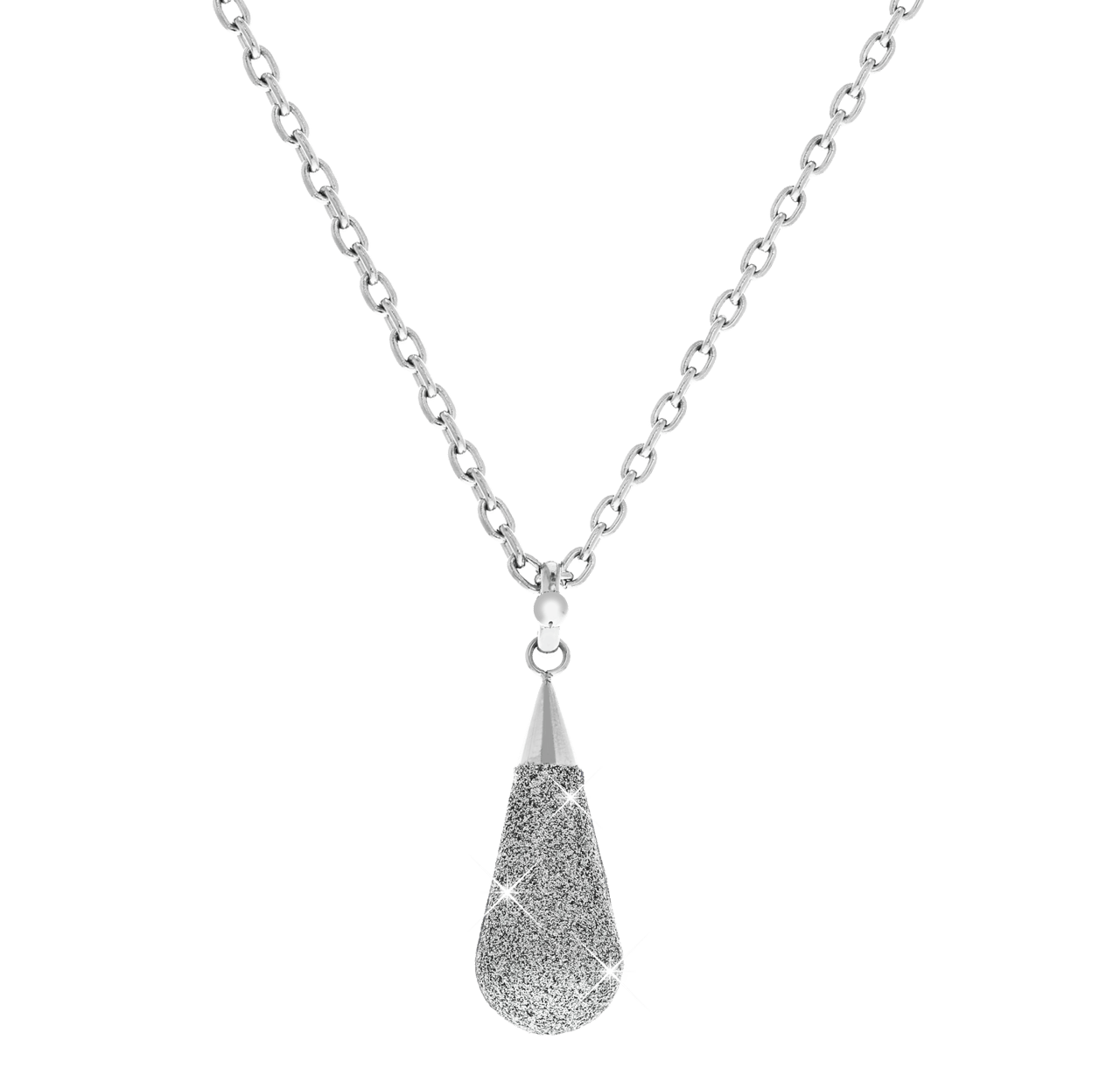 Stalen ketting met hanger silver mineral powder