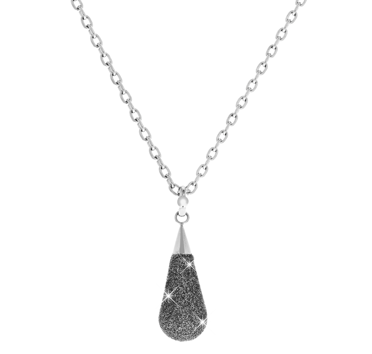 Stainless steel ketting met hanger grey mineral powder