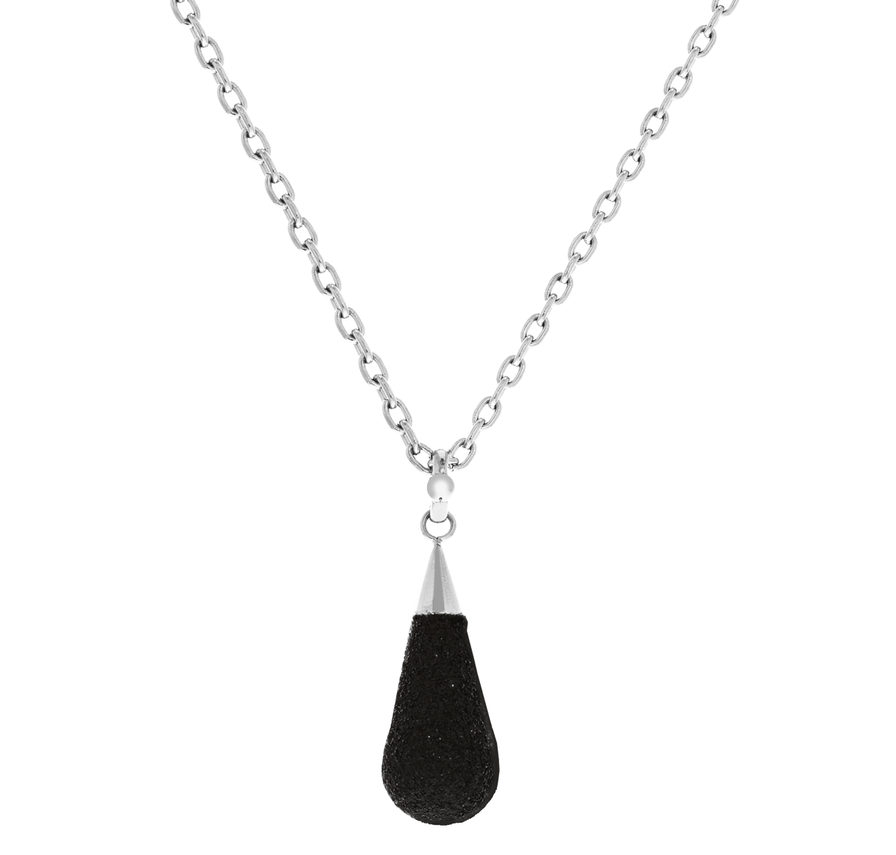 Stainless steel ketting met hanger black mineral powder