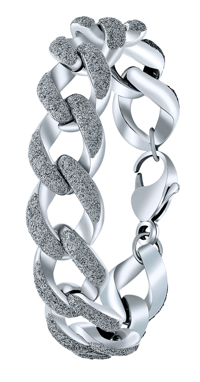 Stainless steel armband schakel silver mineral powder
