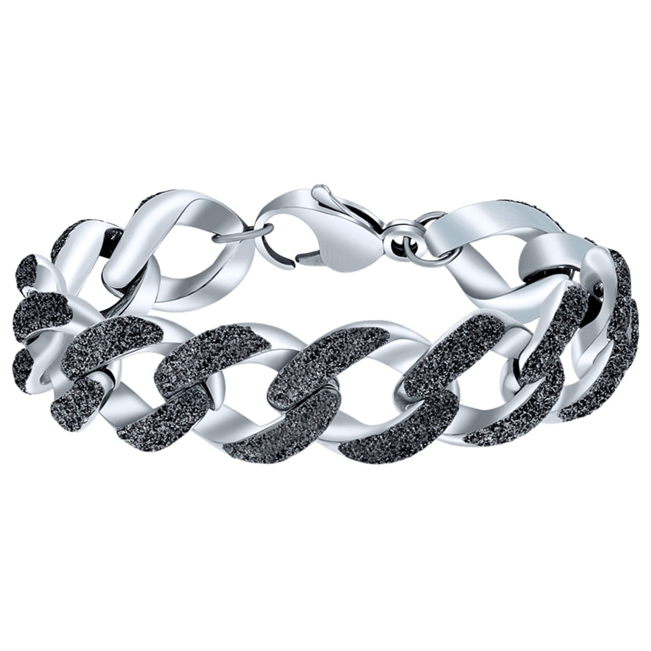 Gliederarmband aus Edelstahl Grau Mineralpulver