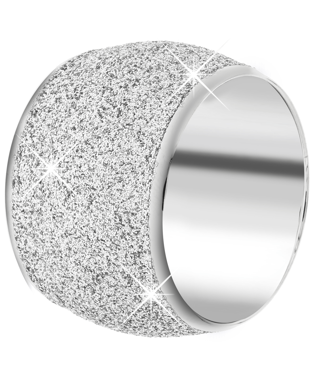 Stainless steel ring met silver mineral powder