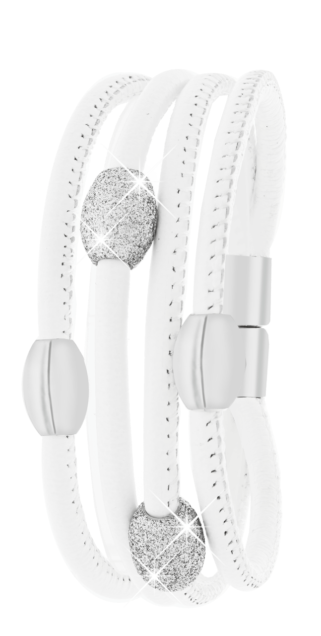 Armband aus Edelstahl und Leder 925 Silber Mineralpulver